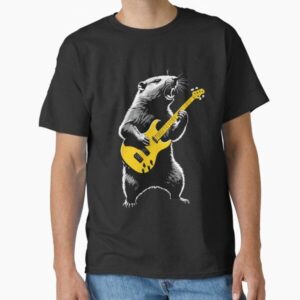 Groundhog playing golden guitar